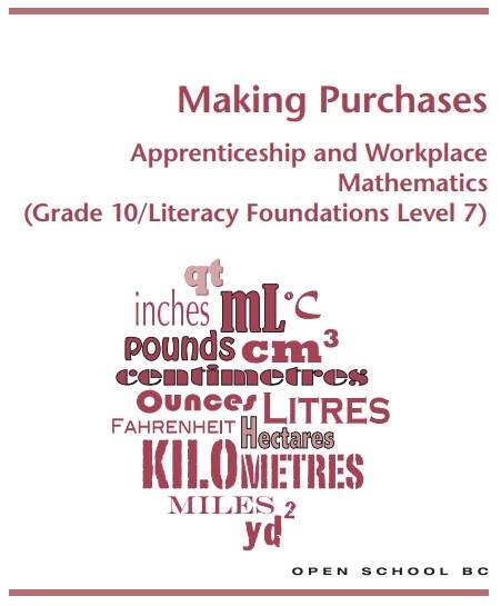 Apprenticeship and Workplace Math 10 Making Purchases