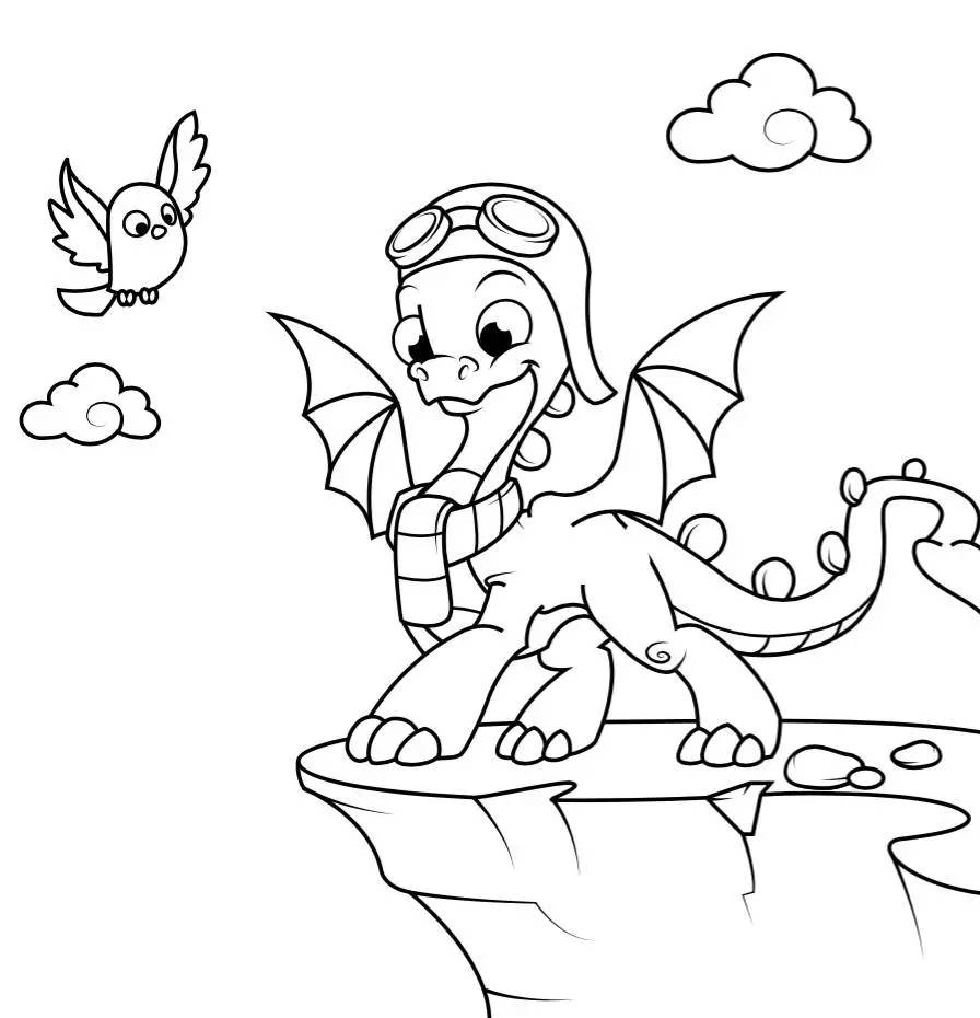 dragon colouring book sample page