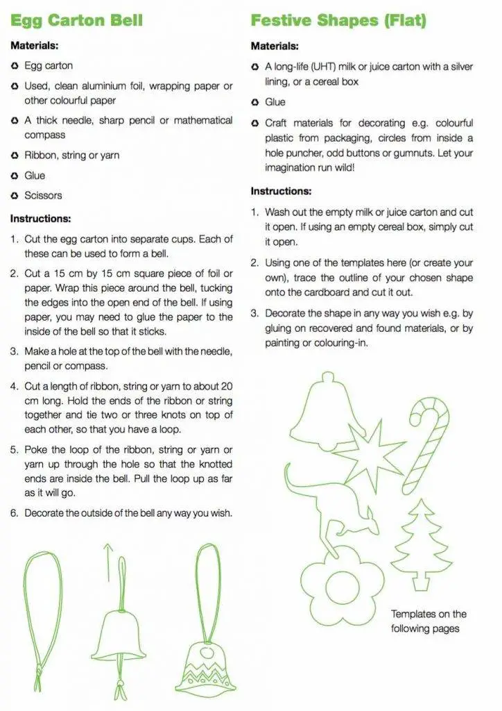 Festive recyclable crafts page free children's book download